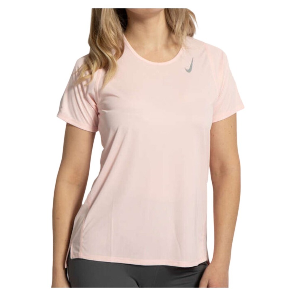 Nike Womens Miler Short Sleeve Running Top Pink AJ8121-606 Small